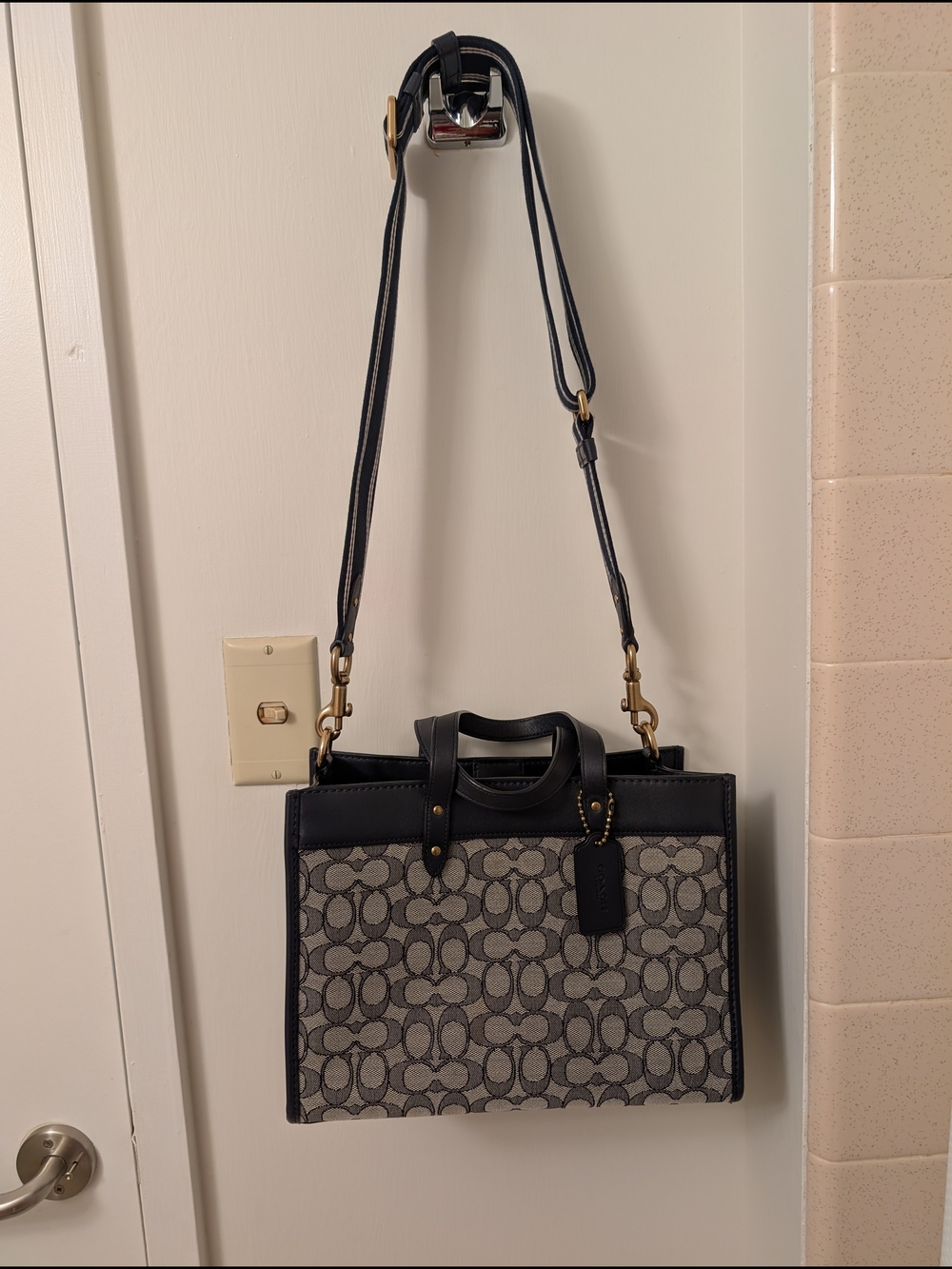 Coach Navy blue and Gray Signature Canvas Shoulder Tote